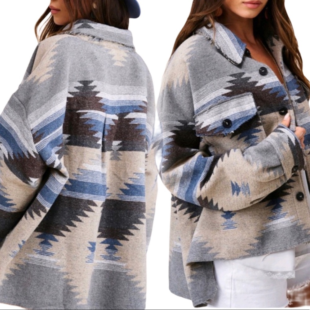 NEW Tribal Aztec Print Shacket Coat NWT